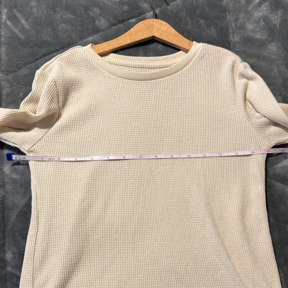 GAP Cream Waffle Long Sleeve Shirt